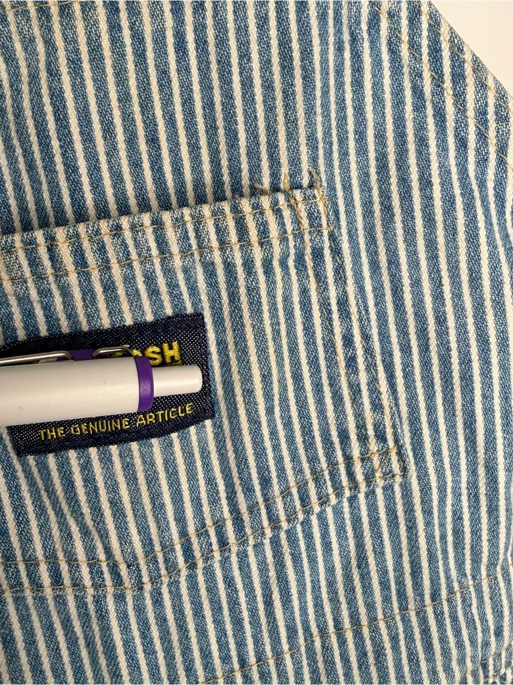 Vtg Oshkosh B'Gosh Railroad Striped Denim Cotton Overalls Size 4T